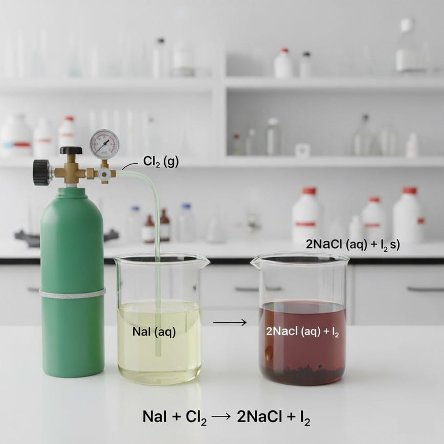 NaI có thể tương tác với khí Cl₂ trong điều kiện thường