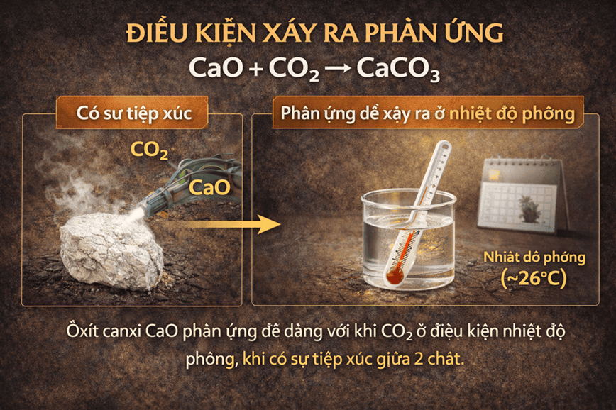Điều kiện để phản ứng tạo CaCO3 xảy ra