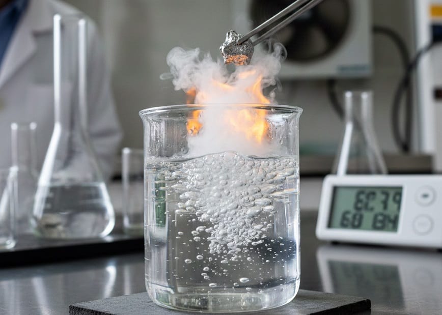 Natri có thể bị nóng chảy khi tác dụng với axit