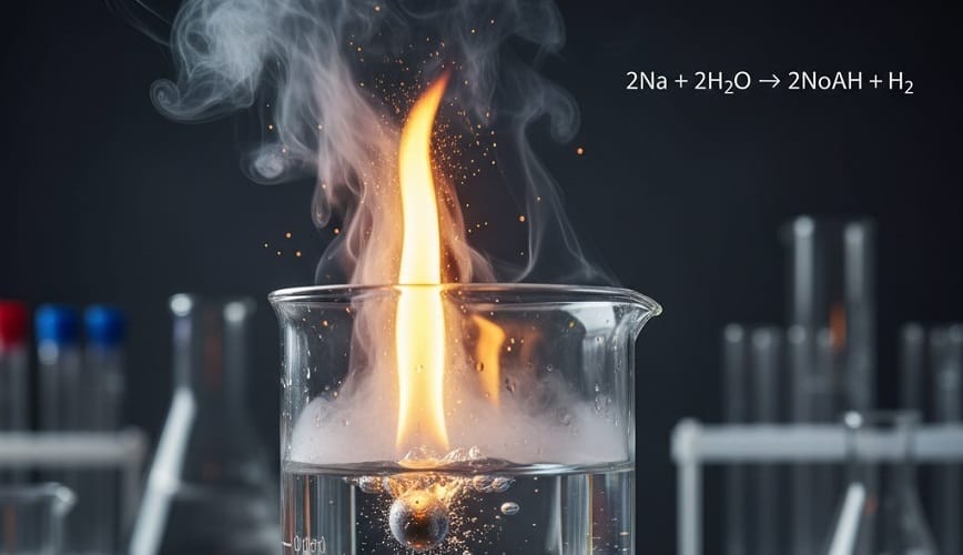 Phản ứng Na + H2O đôi khi có thể gây hiện tượng bốc cháy