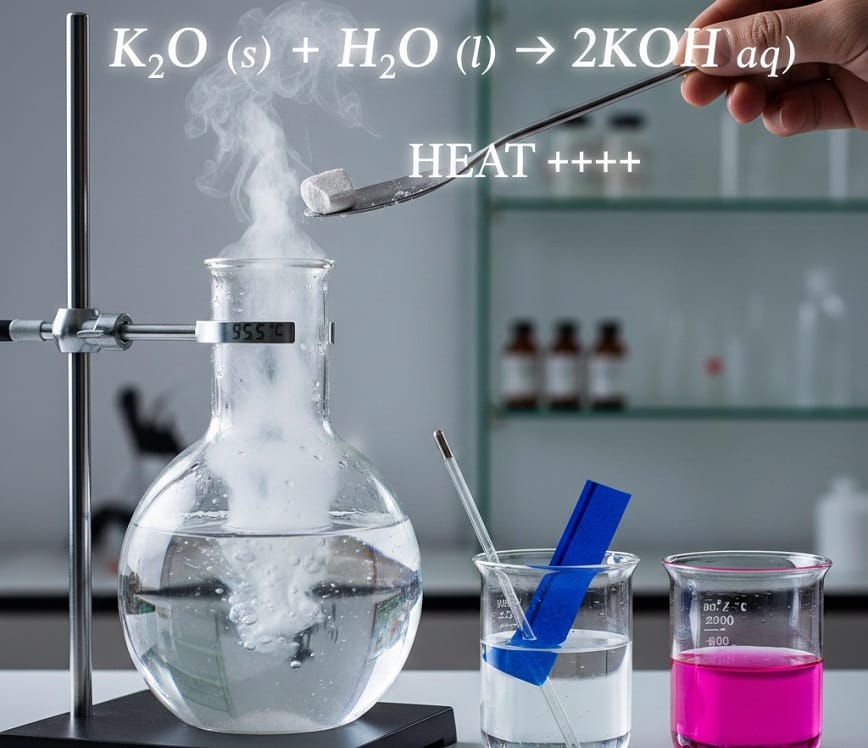 Phản ứng tỏa nhiệt K2O + H2O