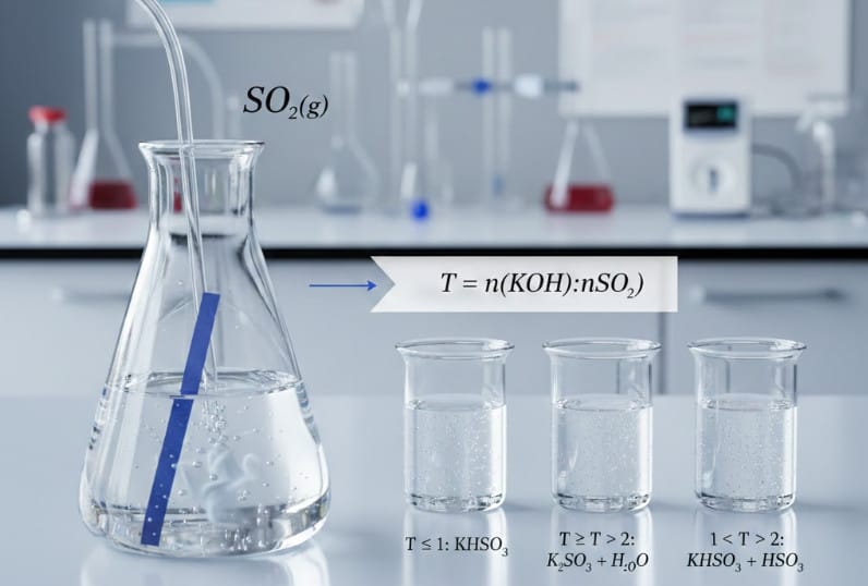 Tùy theo tỉ lệ mol, sản phẩm tạo ra từ phản ứng KOH + SO2 sẽ thay đổi