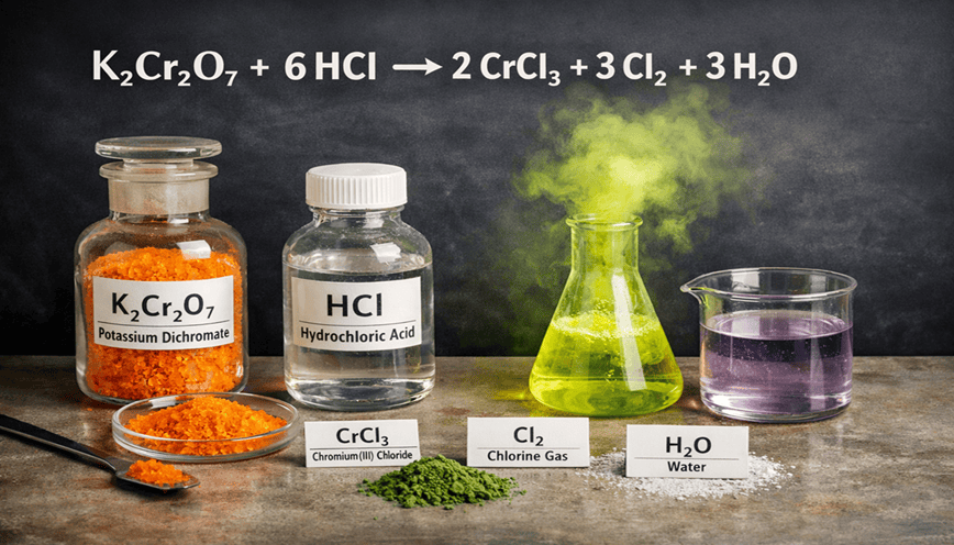 Bật mí sơ bộ về các chất góp mặt trong phản ứng K₂Cr₂O₇ + HCl