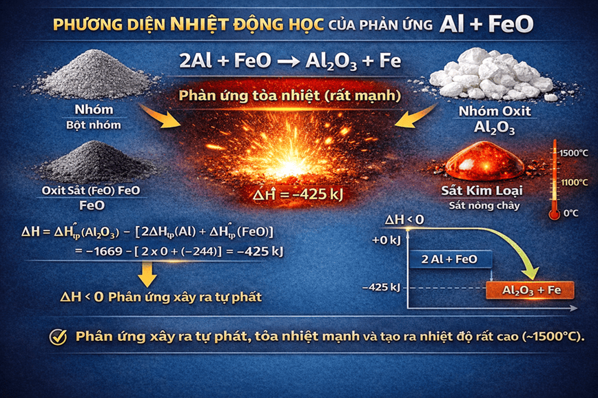 Nhiệt độ có nhiều sự thay đổi trong phản ứng Al + FeO