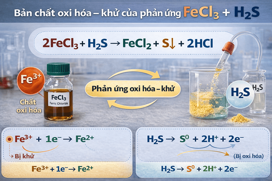 Phân tích kỹ bản chất oxi hóa khử của phản FeCl3 + H2S