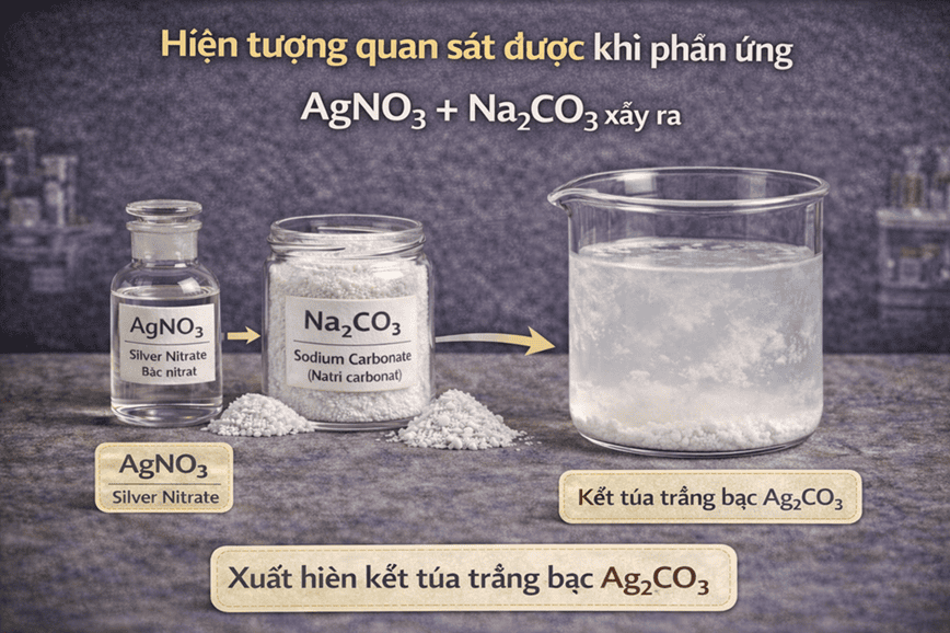 Hiện tượng quan sát được khi phản ứng AgNO₃ + NaOH diễn ra