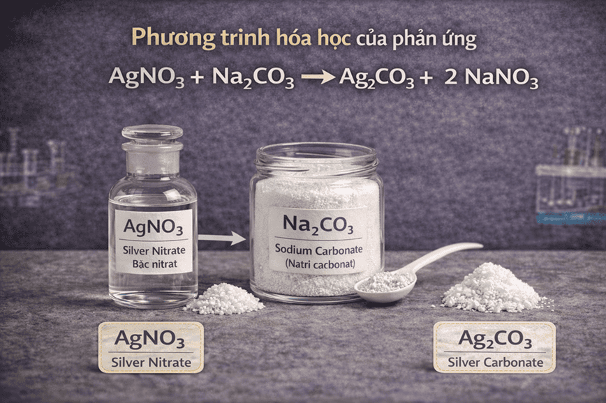 Cụ thể về phương trình hóa học của phản ứng AgNO₃ + Na₂CO₃