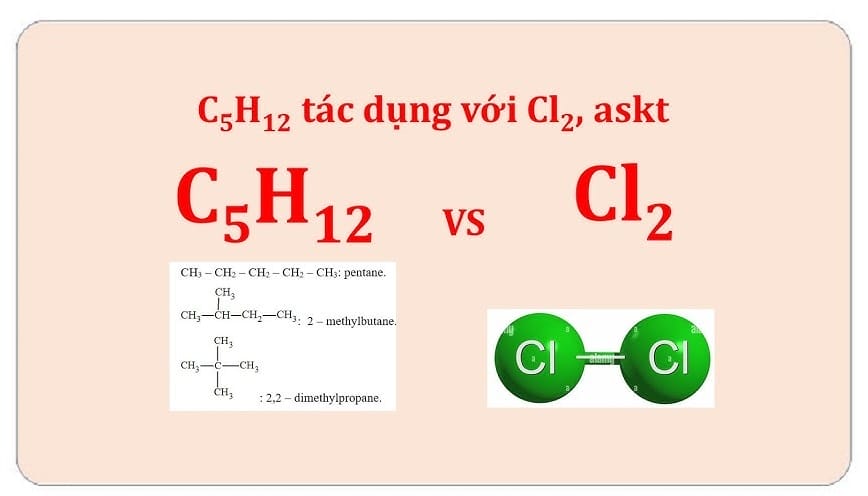 Phản ứng C5H12 + Cl2 có sản phẩm là gì?