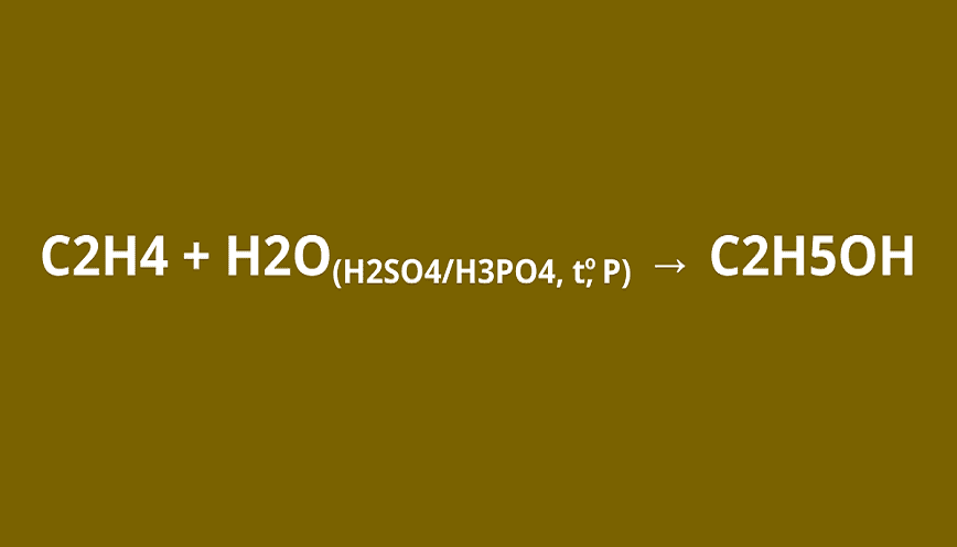 Phương trình hoá học của phản ứng C2H4 + H2O là gì?