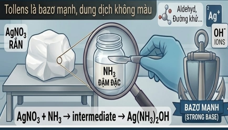 Ag(NH3)2OH là thuốc thử để nhận biết nhiều loại hoa chất