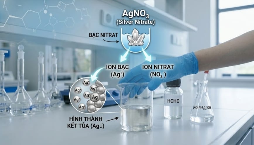 AgNO3 giúp cung cấp Ion Ag cho phản ứng xảy ra
