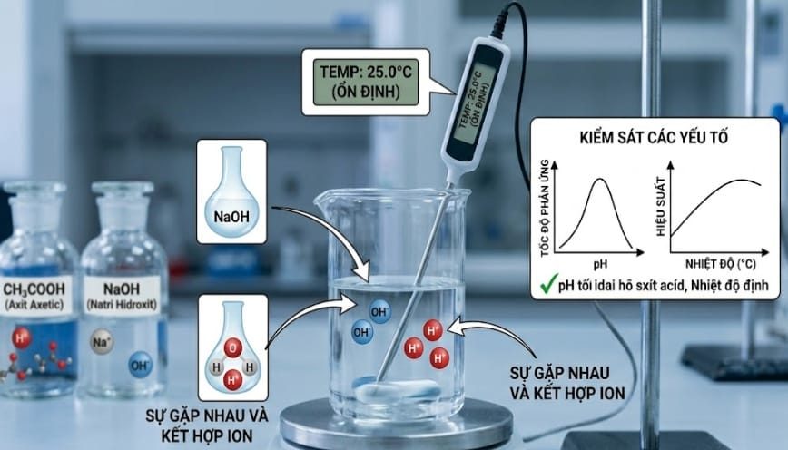 CH3COOH + NaOH là phản ứng giữa axit với bazo