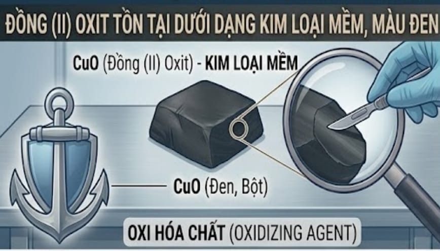 Đồng (II) oxit tồn tại dưới dạng kim loại màu đen