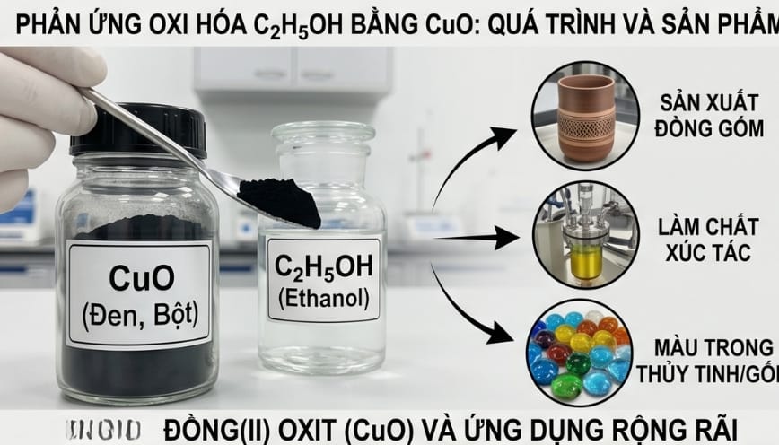 Đồng(II) oxit (CuO) được ứng dụng rộng rãi trong nhiều lĩnh vực