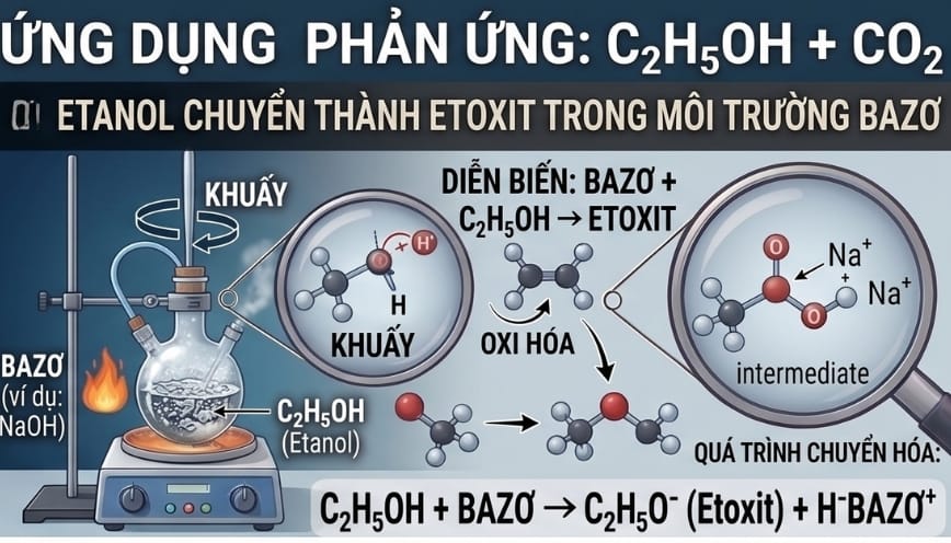 Etanol chuyển thành etoxit trong môi trường bazơ