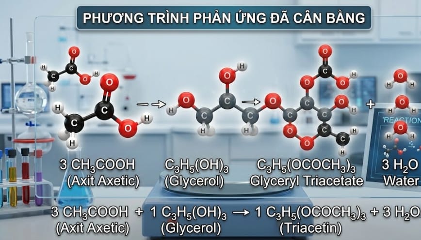 Giới thiệu phản ứng CH3COOH + C3H5(OH)3