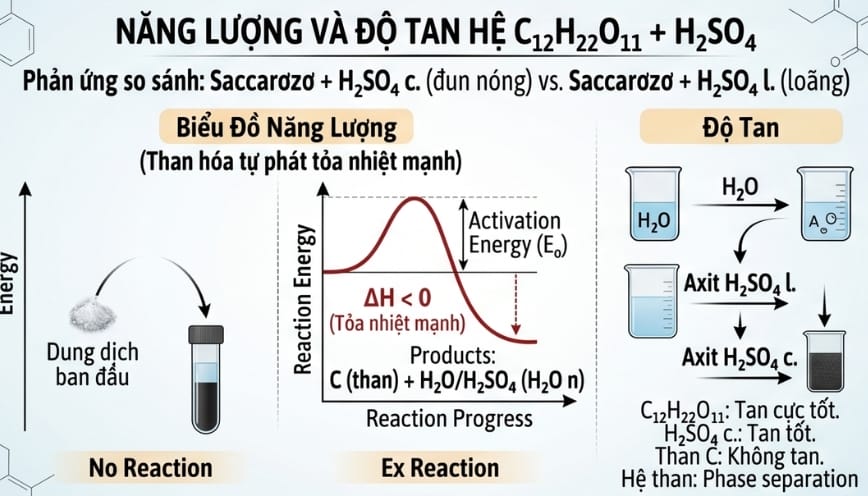 H2SO4 được sử dụng để minh họa cho khả năng tách nước