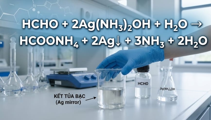 HCHO + AgNO3 + NH3 + H2O là phản ứng tráng bạc