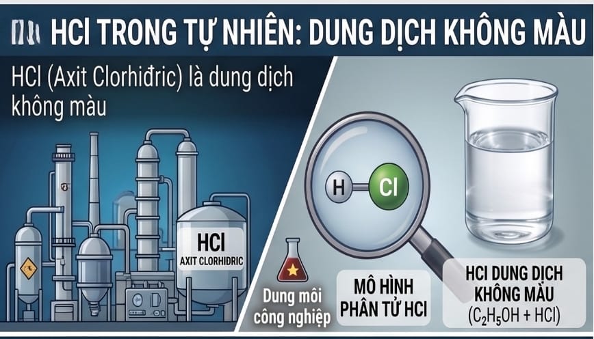 HCl trong tự nhiên tồn tại ở dạng dung dịch không màu