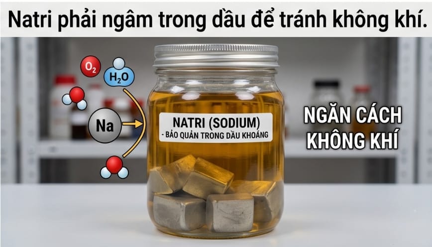 Hóa chất cần được ngâm trong dầu để tránh tiếp xúc với không khí