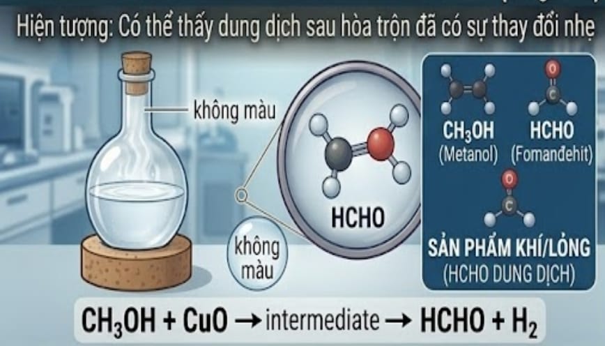 Metanol bị oxi hóa trong quá trình phản ứng với CuO