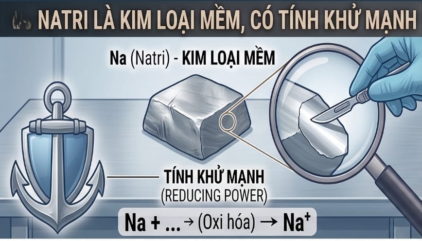 Natri là kim loại mềm, có tính khử mạnh