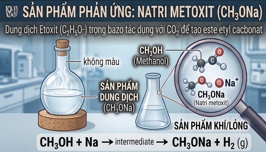 Natri metoxit (CH3ONa) là sản phẩm thu được sau quá trình