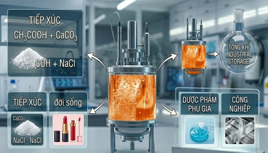 Nhóm Axit nên kết hợp với muối cacbonat cho ra hiện tượng hóa học