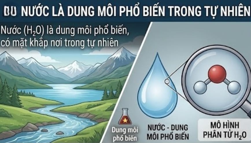 Nước là dung môi phổ biến nhất có trong tự nhiên