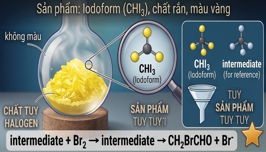 Sản phẩm chính được tạo thành là iodoform (CHI3)