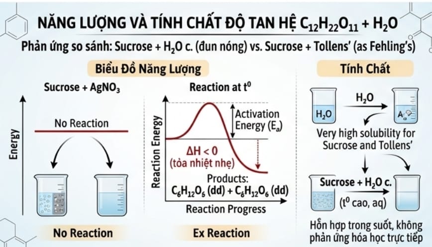 Sản phẩm tạo thành sau quá trình C12​H22​O11 tiếp xúc với H2​O