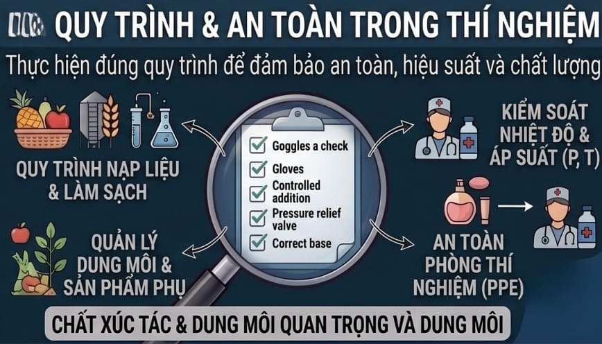 Thực hiện thí nghiệm đúng quy trình để đảm bảo an toàn