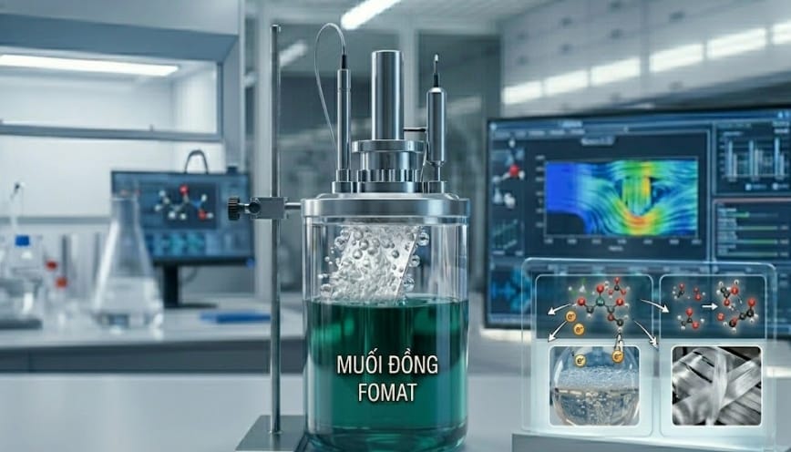 Sản phẩm thu được sau phản ứng là đồng fomat Cu(HCOO)2 và nước